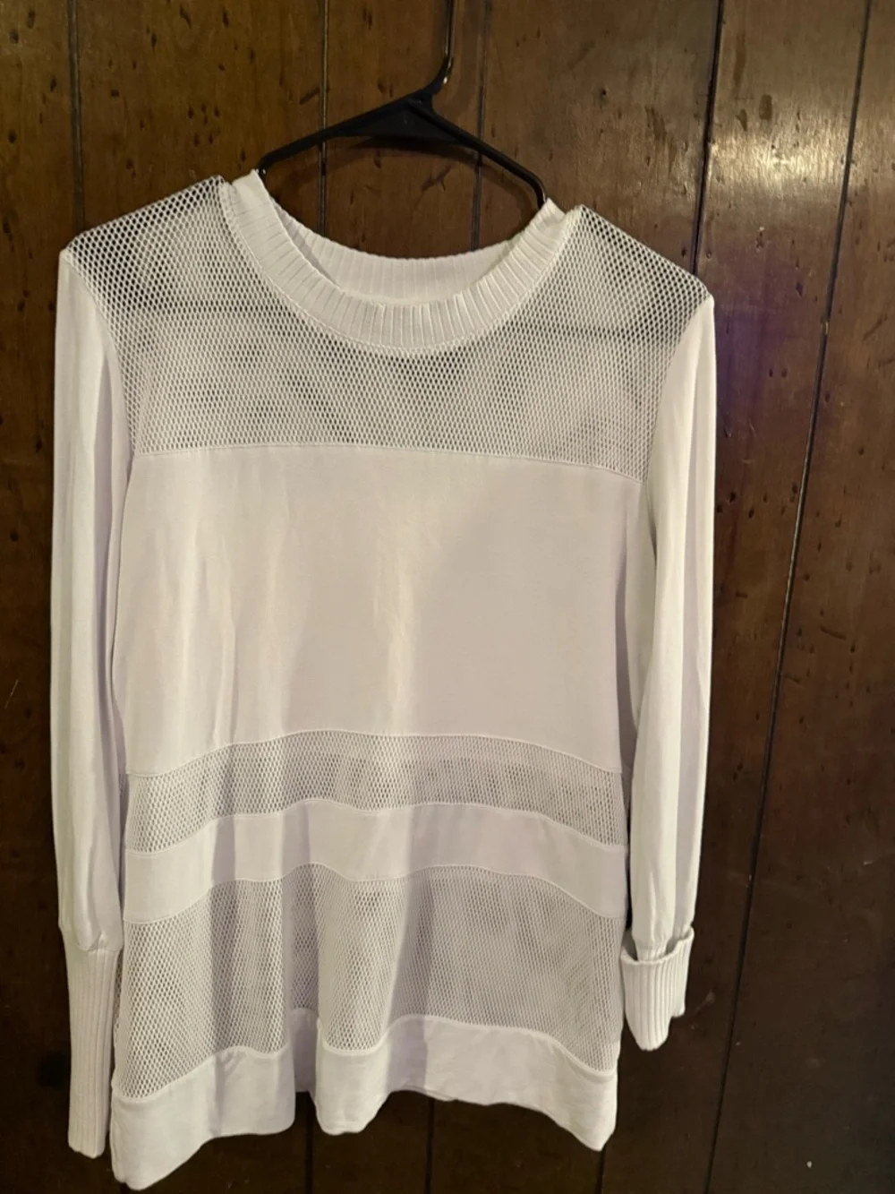ALO Yoga White Mesh Panel Long Sleeve Pullover - Picture 1 of 2